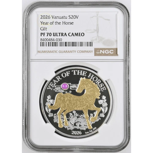 2026 Vanuatu Lunar Horse 1 oz Silver Coin w/Pearl Insert NGC PF 70 UCAM