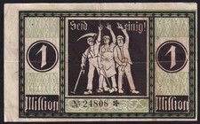 Germany Goeppingen 1 Million Mark 1923 Vintage Emergency Paper Money Banknote VF