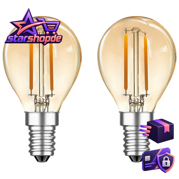 E14 LED Vintage GlüHbirne 2W 2700K Warmweiß 180 Lumen 2 StüCk Retro Beleuchtung-image