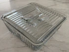 Vintage Anchor Hocking 1932 Design Ribbed 9x9 Refrigerator Baking Dish WITH Lid