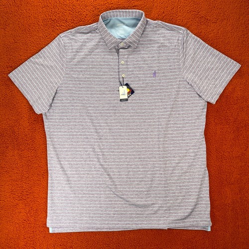 JOHNNIE-O Polo Shirt Men's 2XL XXL Stretch Striped Newton Pure Purple Surf Golf - Picture 2 of 10