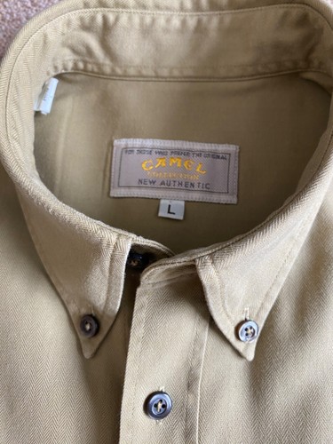 RARE CAMEL LONG SLEEVE SAND BEIGE UTILITY SHIRT L LARGE TROPHY DEFENDER - Picture 5 of 7