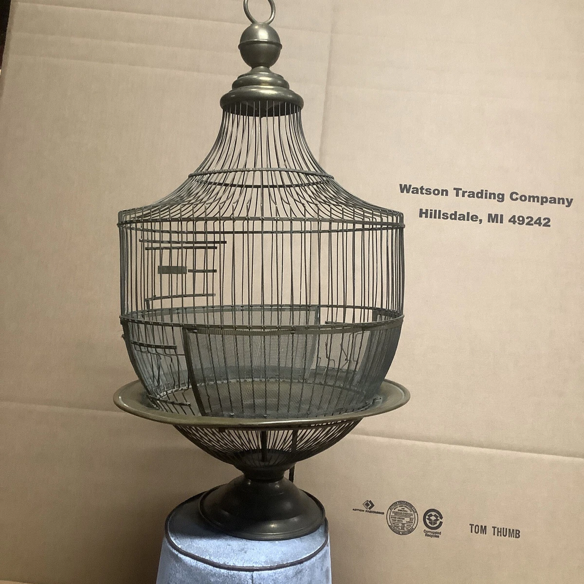 antique Hendryx Brass Grecian Design Bird Cage INV-JDJLS