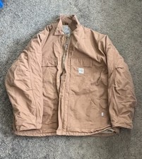 Carhartt FR Jacket Mens 3XL Brown Zip Workwear Heavy Quilt Line Slightly Used
