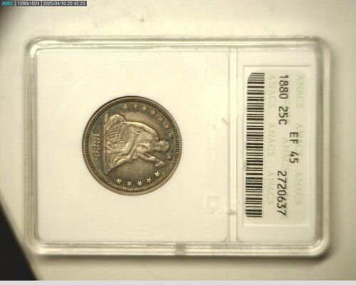 1880 Liberty Seated Quarter ANACS EF45 -Rare date!