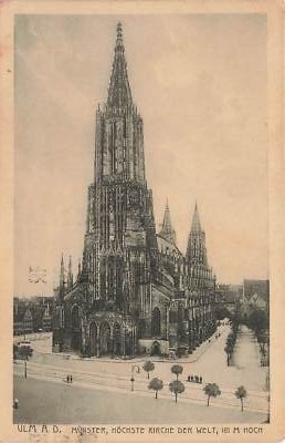 002375) AK Ulm a.d. Münster Höhste Kirche gelaufen