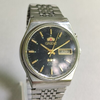 Vtg ORIENT tristar 3 star AAA crystal Blue Japan Men Automatic