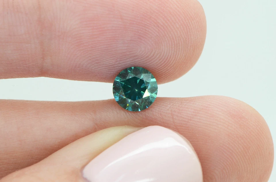 Loose Round Shape Diamond Fancy Green Color 1.08 Carat VS2 Certified Enhanced - Image 4 of 4