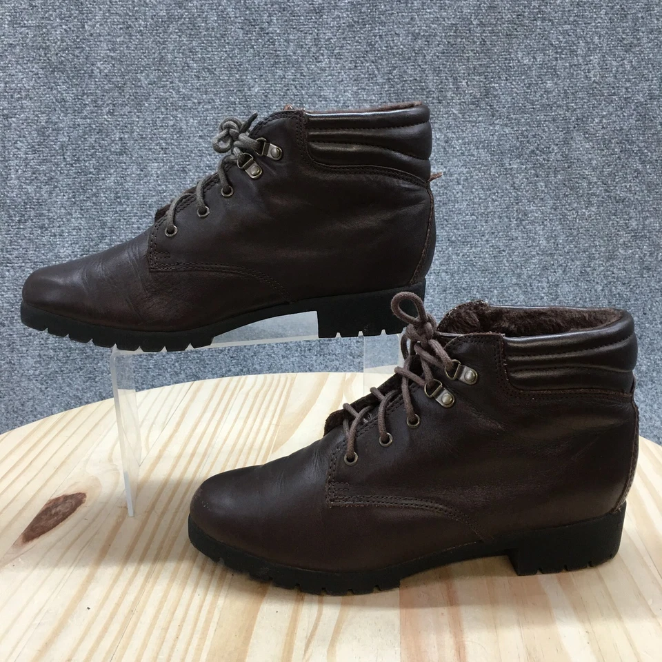 Botas St Johns Bay femininas 7,5 M casual com cadarço forrado botinha salto couro marrom - Imagem 2 de 4