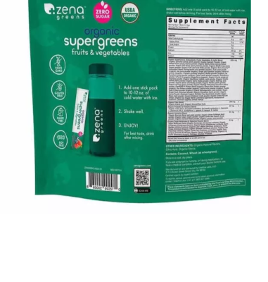 Zena Organic Super Greens Fruit & Vegatables Powder, 45