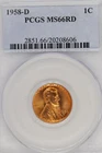 1958 D Lincoln Wheat Cent PCGS MS66 RD *DoubleJCoins* JL1100-266