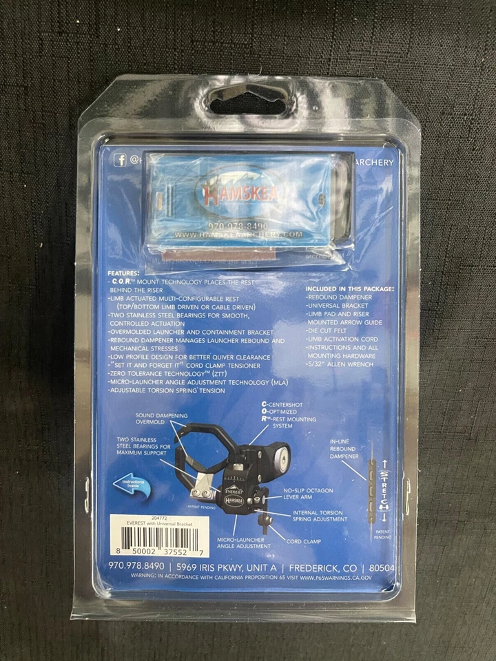 Hamskea Archery Everest Arrow Rest Black RH BRAND NEW - Image 3 of 4