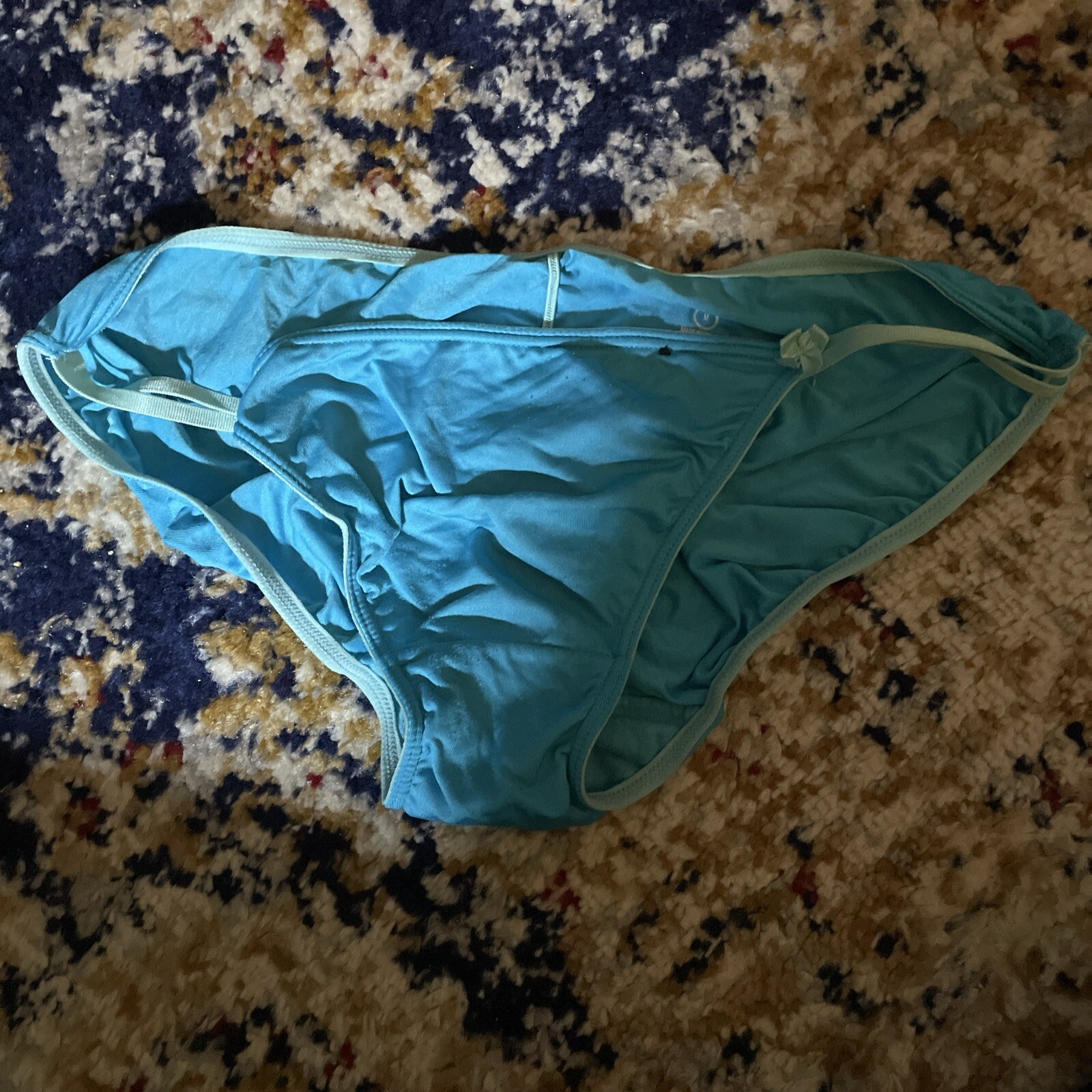 NWOT Flirtitude Medium SMOOTH Blue RARE STRAPPY STRING BIKINI PANTIES