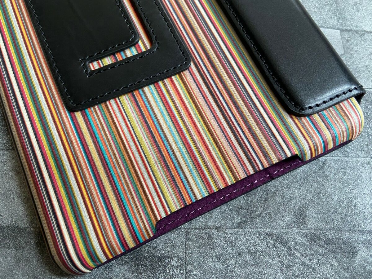 PAUL SMITH BLACK & MULTISTRIPE LEATHER MOULDED MINI iPAD CASE