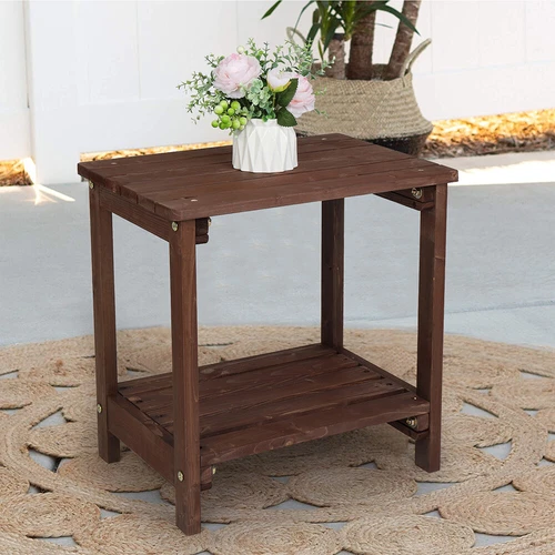 19.76 X 14.02 X 19.76 Inch Rectangular Wood Side Table Light Brown Standard US - Picture 8 of 12