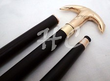 Antique Solid Brass Duck Head Handle Vintage Wooden Walking Stick Nautical Cane