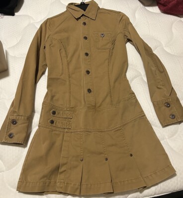 Beautiful Diesel Mustard Pleated Long Sleeve Dress Size Small | eBay