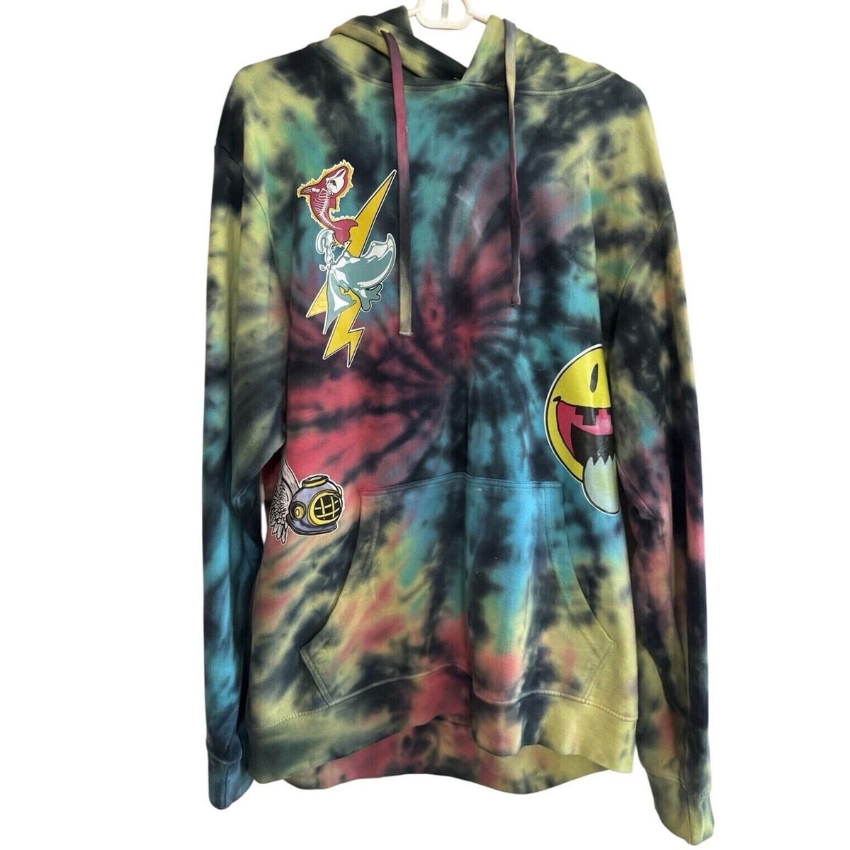 PINK DOLPHIN Hoodie Tie Dye Pullover Sweatshirt Mens Size