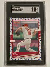 2020 Panini Donruss #123 Max Scherzer SGC 10 Gem Mint Independence Day