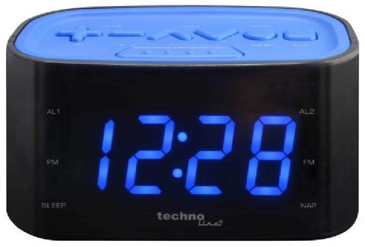 TechnoLine WT 465 Blau Radiosveglia, Nero/Blu, 14x8.8x7 cm