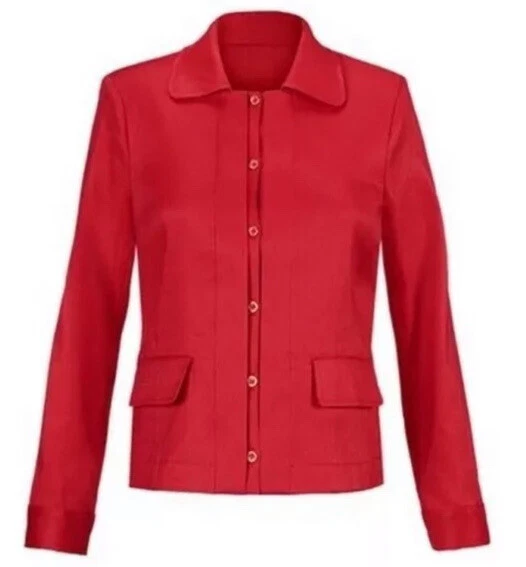 Blazer donna Cabi 5472 San Valentino taglia M rosso bottoni davanti giacca misto lino