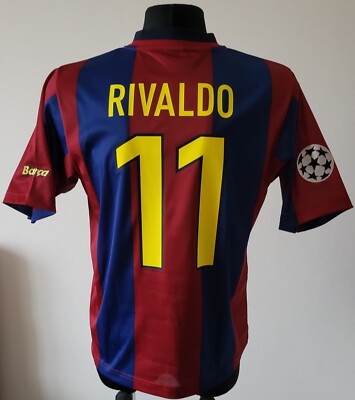 Barcelona 1998 - 1999 Home football Nike shirt #10 Rivaldo size Small 