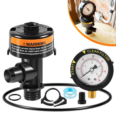98209800 High Flow Manual Relief Valve Kit with Pressure Gauge for Pentair