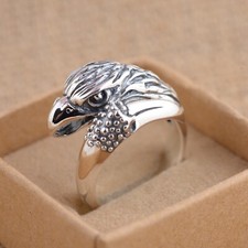 Anello uomo argento sterling 925 massiccio unico aquila arrotolata misura regolabile