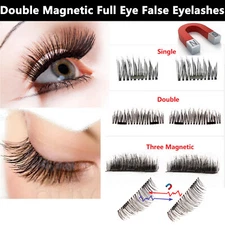 3D Magnetic False Eyelashes Waterproof Reusable Curl Natural Mink Eye Lashes Lot