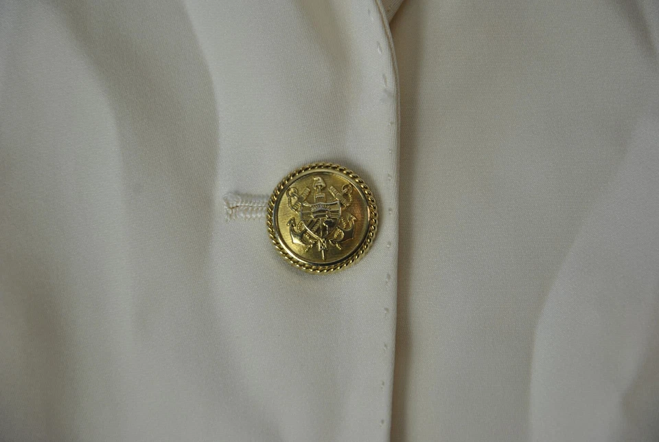 Chaqueta Blazer Kiton Mujer Seda Manchada Talla 44 Marfil Dorado Botones 5624GL Foto 4 de 4