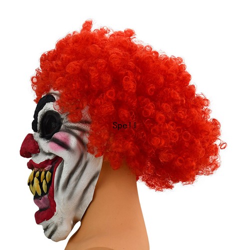 Halloween Red Haired Big Mouth Smiling Clown Latex Mask Easter Horror Party Hot - Picture 2 of 4