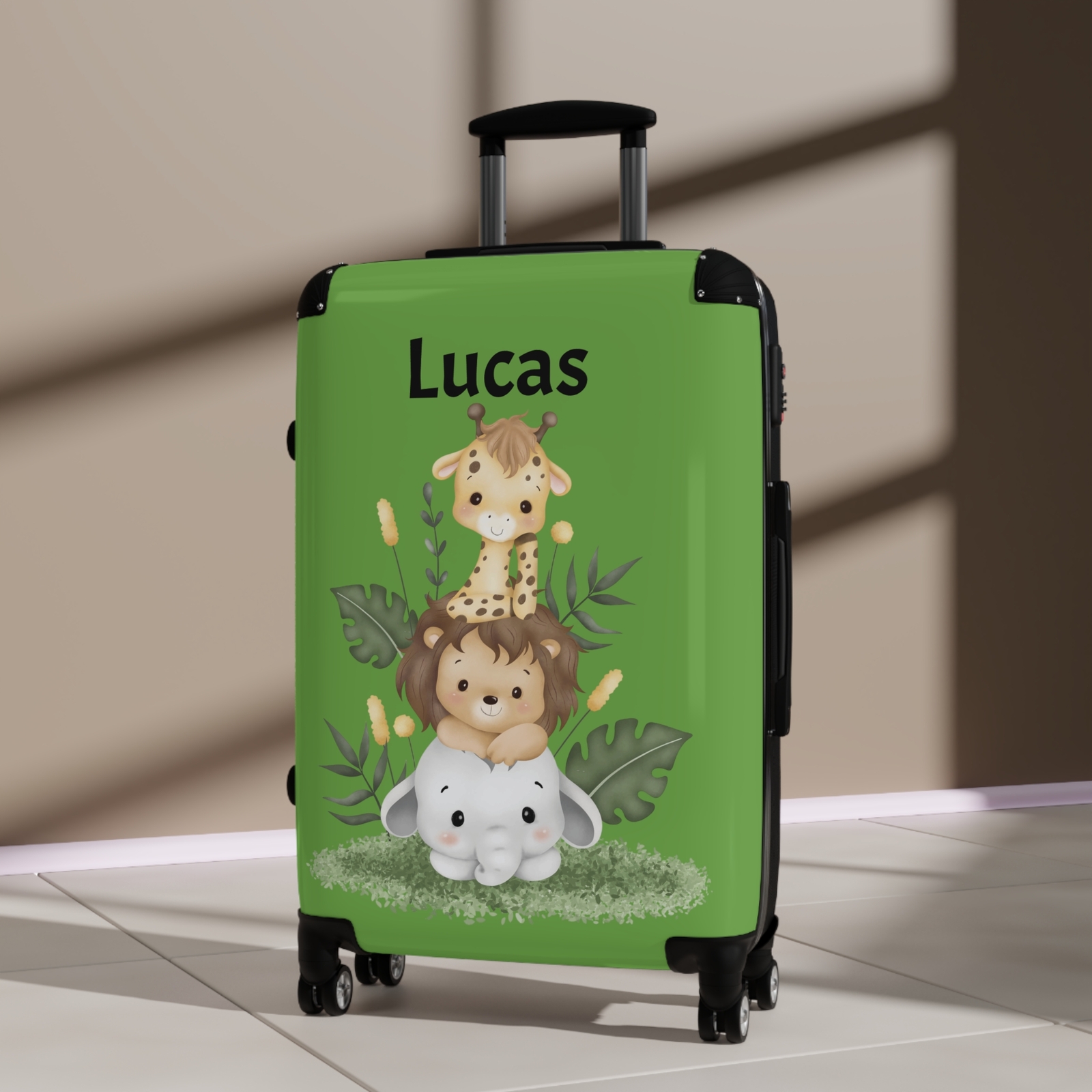 Personalized Carry On Luggage Kids Suitcase Child' s Bag Zoo Animals Luggage-image