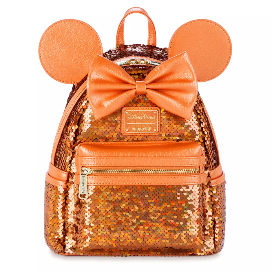 Disney Minnie Mouse Sequined Loungefly Mini Backpack Peach  display picture 3