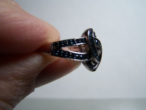 NEW CHUCK CLEMENCY 90 BLUE DIAMOND STERLING SILVER COCKTAIL RING 5 1/2 SIGNED - Picture 8 of 9