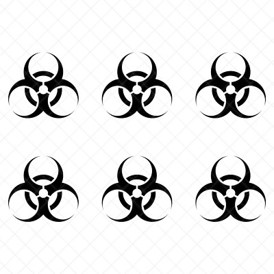 Set of 6 BIOHAZZARD Sign Symbol Vinyl Decals | Hazard Warning Stickers