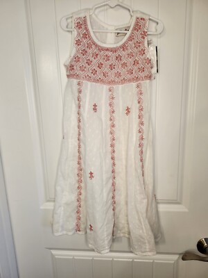 Fabindia Girls Size 4-6 Years Shift Cotton Dress Chikankari Summer