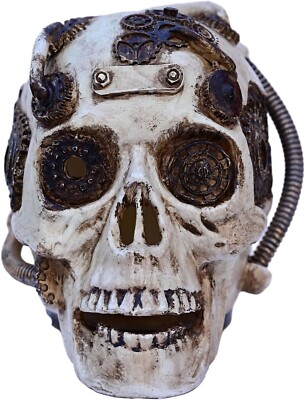 Halloween Steampunk 7 Colors Changing Style Skull Resin Decor for Office Home