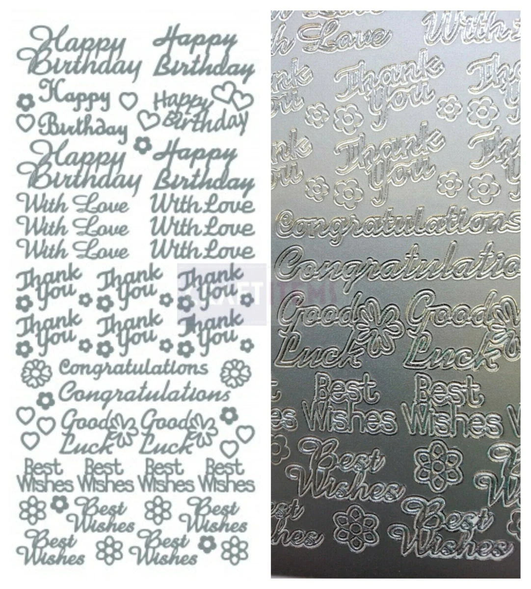 Small Glitter Number Sticker Sheet For Card Making Craft Italic Font 15mm  High