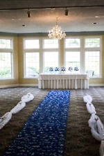 Blue and White Silk Flower Aisle Runner hand made and custom 