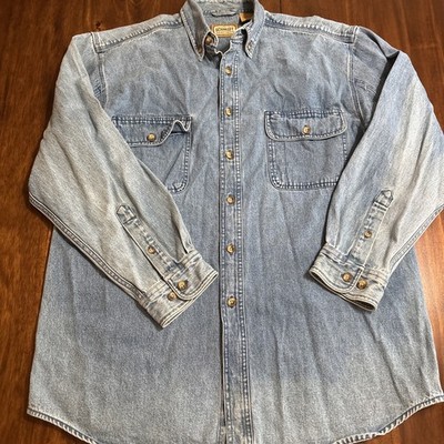 C.E. Schmidt Workwear Men s Denim Button Down Collar Shirt Size Large