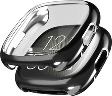 2 Pack Screen Protector Case for Fitbit Versa 4 / Sense 2 Soft TPU Bumper Frame