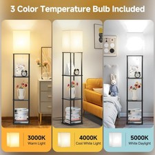 Floor Lamps with Shelves for Living Room, 3-Tier Square Modern Standing Lamp ...