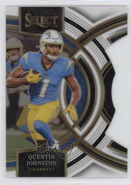 2023 Panini Select Premier Level White Prizm Die-Cut /199 Quentin Johnston 1qr7
