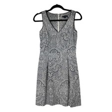 Tommy Hilfiger Navy Blue White Paisley V Neck Sleeveless Dress‎ Womens 0
