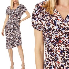 Vince Camuto Asymmetric Draped Sheath Midi Dress Blue Modest Career sz 12 NWT