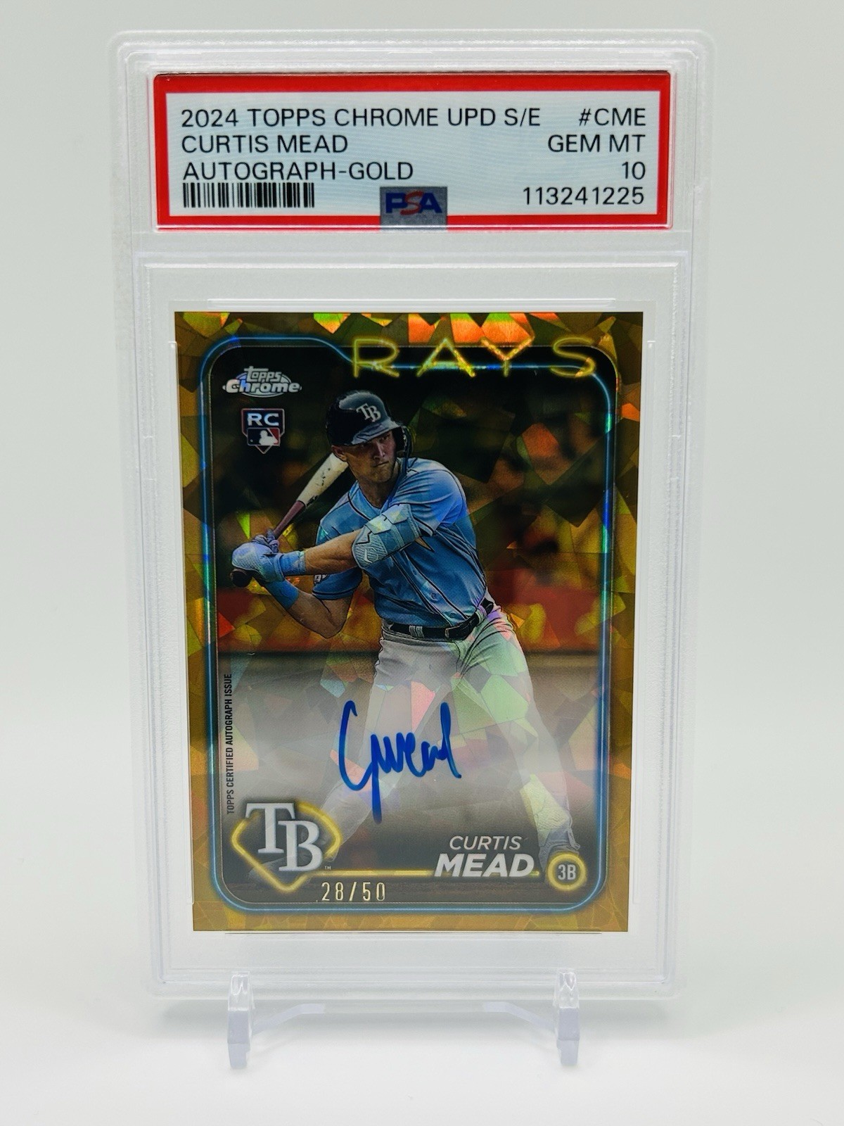 2024 Topps Chrome Sapphire Update - Curtis Mead Gold RC Auto 28/50 PSA 10