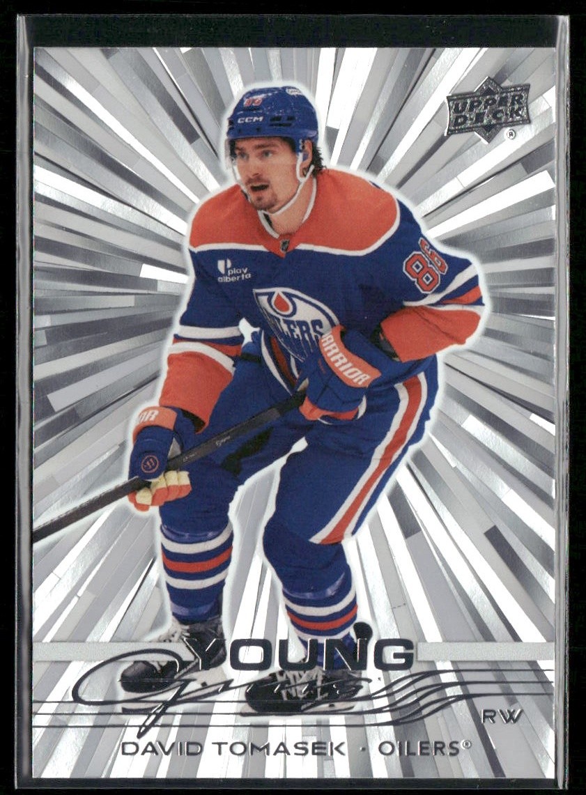 2025-26 Upper Deck David Tomasek Outburst Silver Young Guns RC #481 Oilers