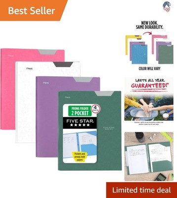 Compatible with Letter Size Plastic Folder 2 Pockets Stay-Put Tabs Prong Fast...