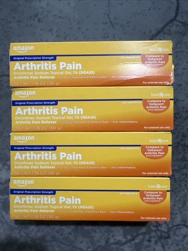 Arthritis Pain Relief New SEALED DICLOFENAC SODIUM 1% TOPICAL GEL 1.76 Oz 4 Boxs