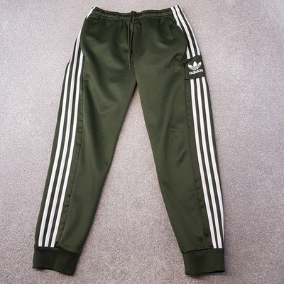 Adidas Mens Tracksuit Bottoms Small Green SST Originals Trefoil Pants Firebird